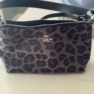 Coach black cheetah print shoulder bag